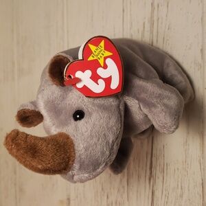 Retired Ty Beanie Baby Spike the Rhino PE Pellets Vintage 1996